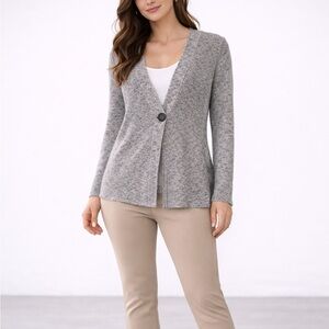 NIC+ZOE Women's Knit Gray Cardigan Long Sleeve Open Front One Button SP